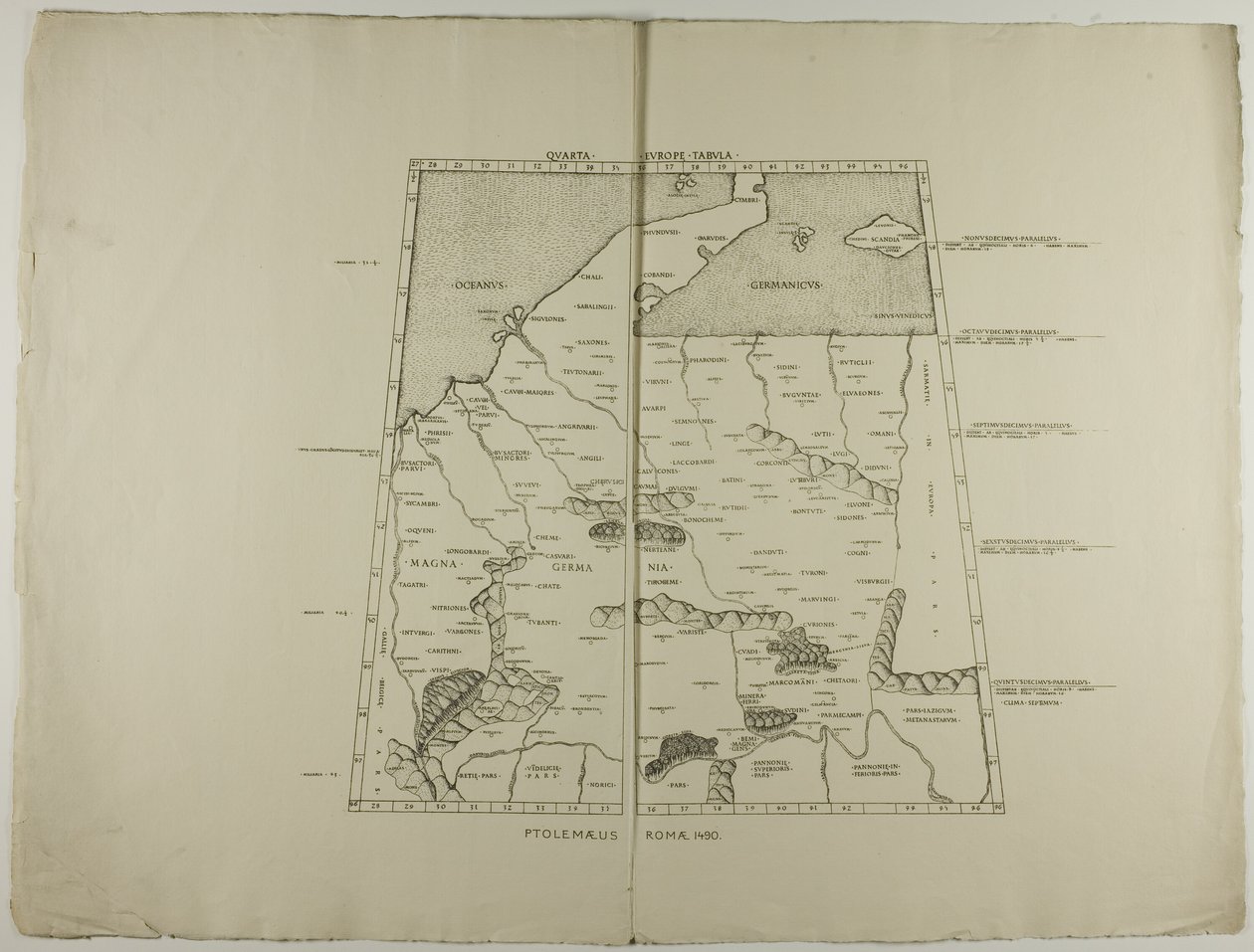 Vierde Europa Tabula: Ptolemaeus Romae 1490 door Unknown artist