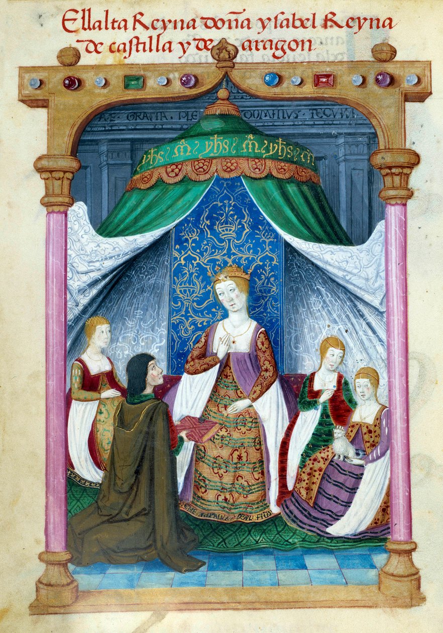 Voorstelling van koningin Isabella van Portugal omringd door haar metgezellen door Unknown artist