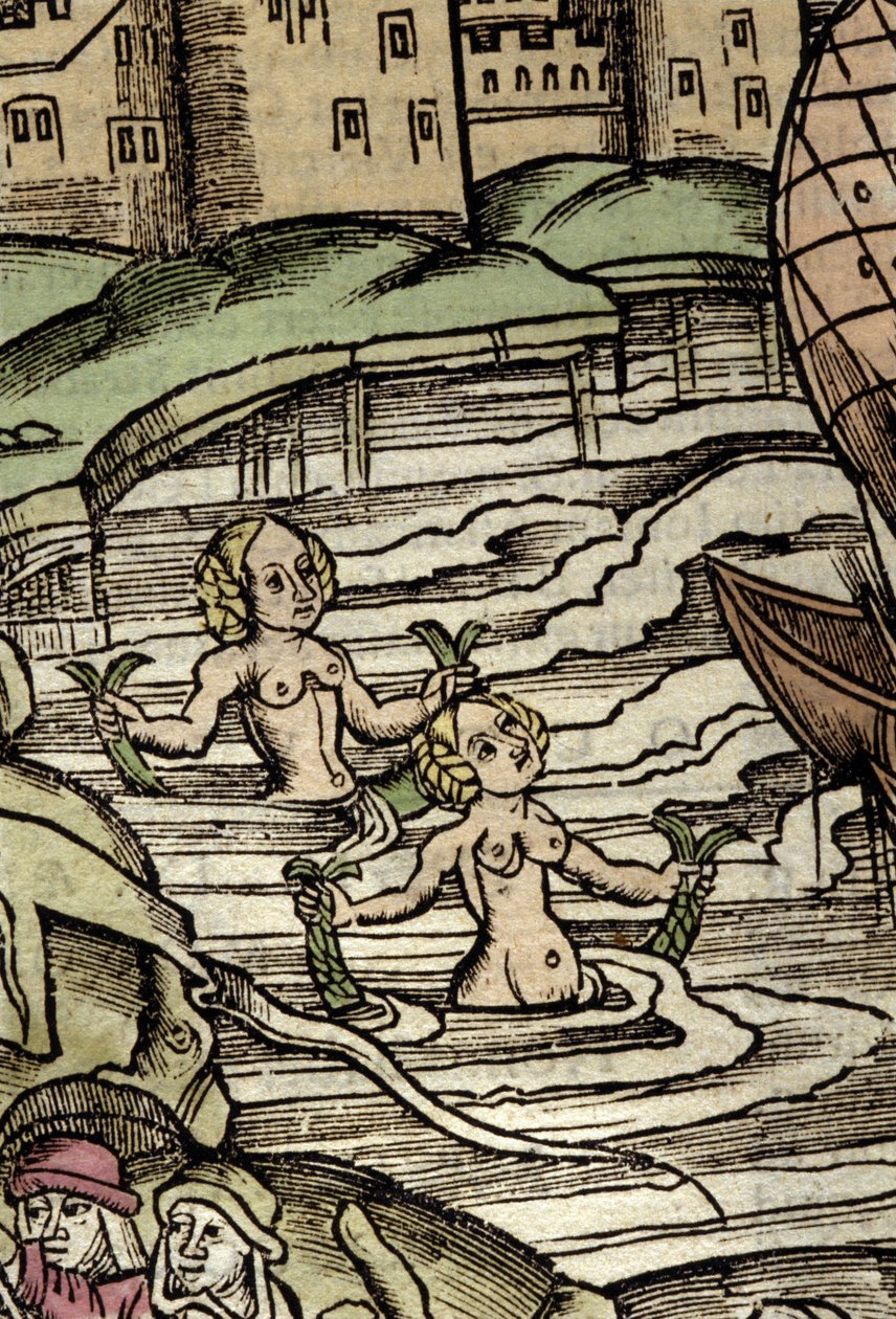 Voorstelling van sirenes. 16e-eeuwse gravure door Unknown artist