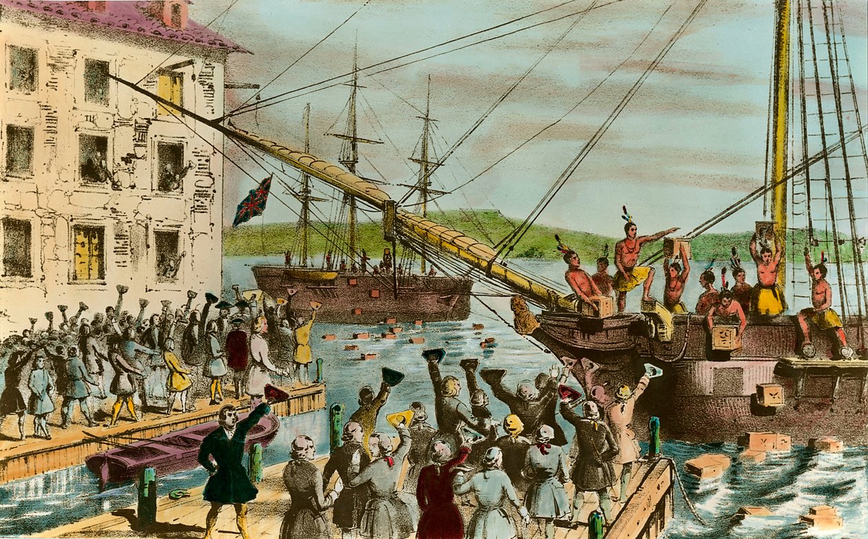 Weergave van de Boston Tea Party: tijdens de Amerikaanse Onafhankelijkheidsoorlog door Unknown artist