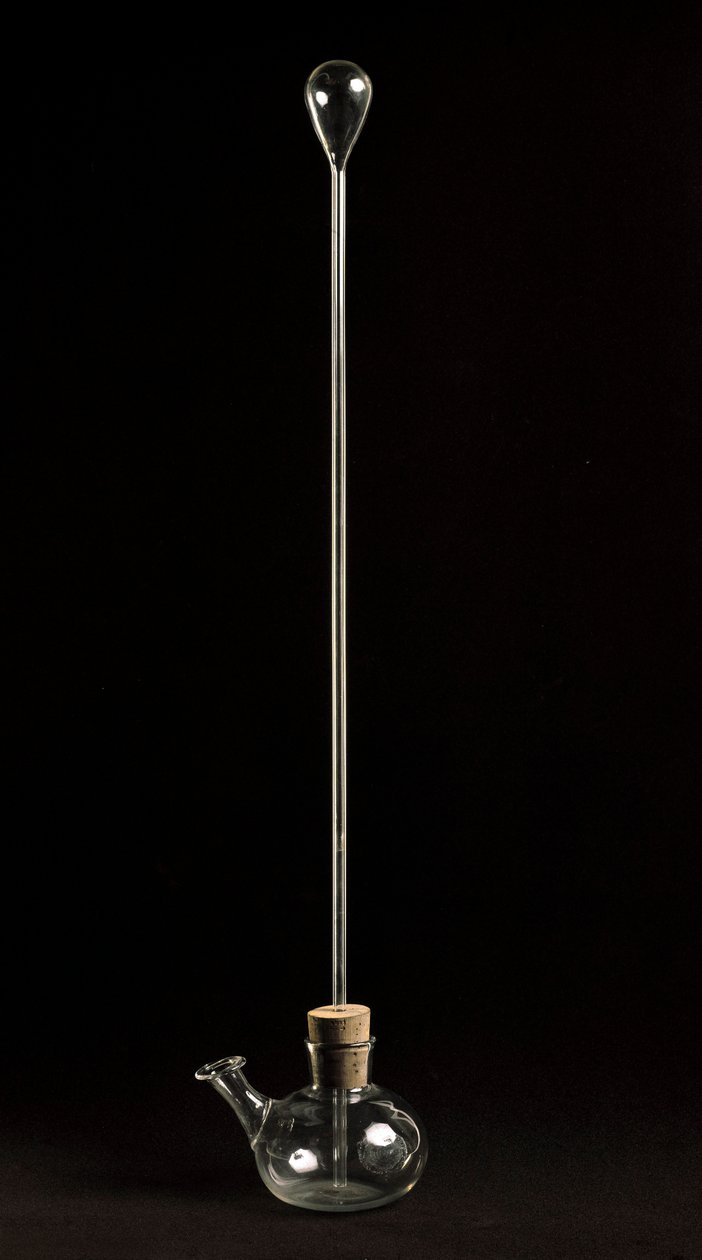 Reproductie van de thermoscoop gebruikt door astronoom Galileo Galilei voor zijn studies over het effect op luchtdichtheid veroorzaakt door temperatuurvariaties (1592-1610) door Unknown artist