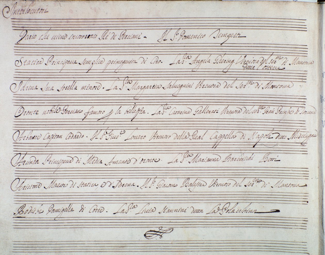 Samenvatting van de opera De kroning van Darius door Giuseppe Aldrovandini door Unknown artist