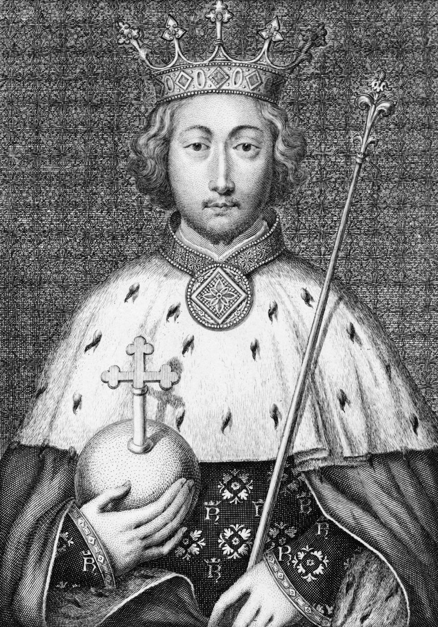 Richard II. (1367-1400) koning van Engeland. Gravure uit de 18e eeuw door Unknown artist