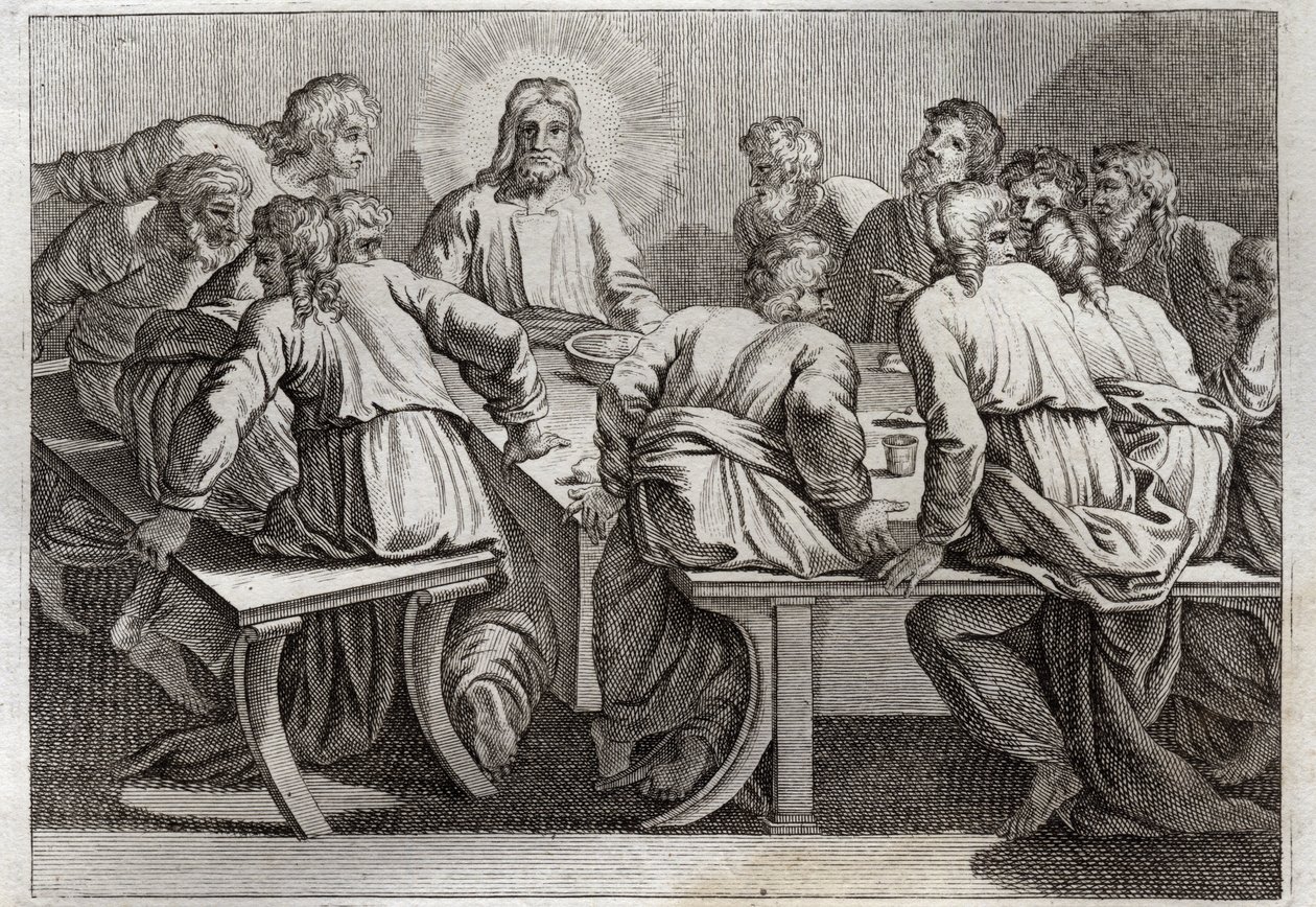 Royaumont Bijbel, Nieuwe Testament: Het Laatste Avondmaal. Illustratie uit 1811. door Unknown artist