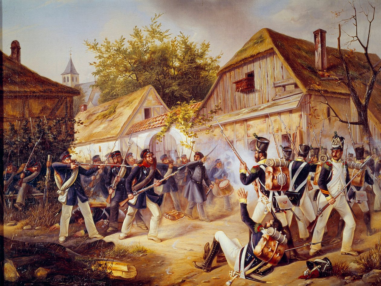 De overgave van de troepen van Vandamme bij de Slag om Kulm op 30/08/1813 door Unknown artist