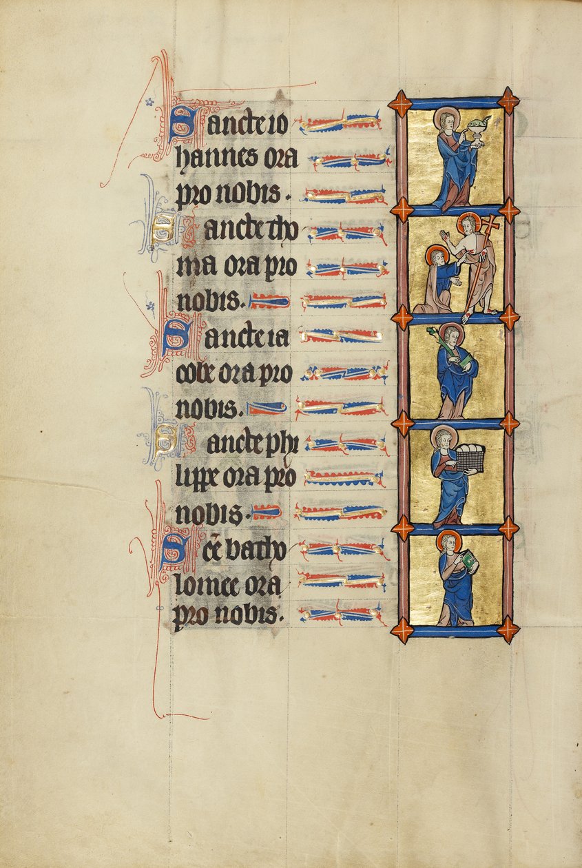 Johannes de Evangelist met de Vergiftigde Beker; Twijfelende Thomas; Jakobus met een Boek en de Vergiftigde Knuppel; Filippus met een Mandje Brood; Bartholomeus met een Boek door Unknown artist
