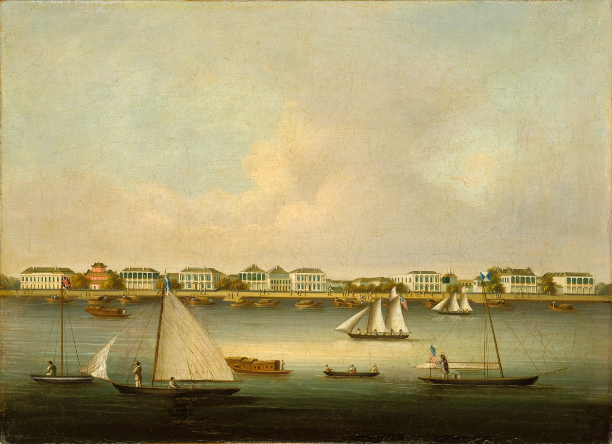 Scène bij de ingang van de Yang Tse Kiang-rivier bij Woosung door Unknown artist