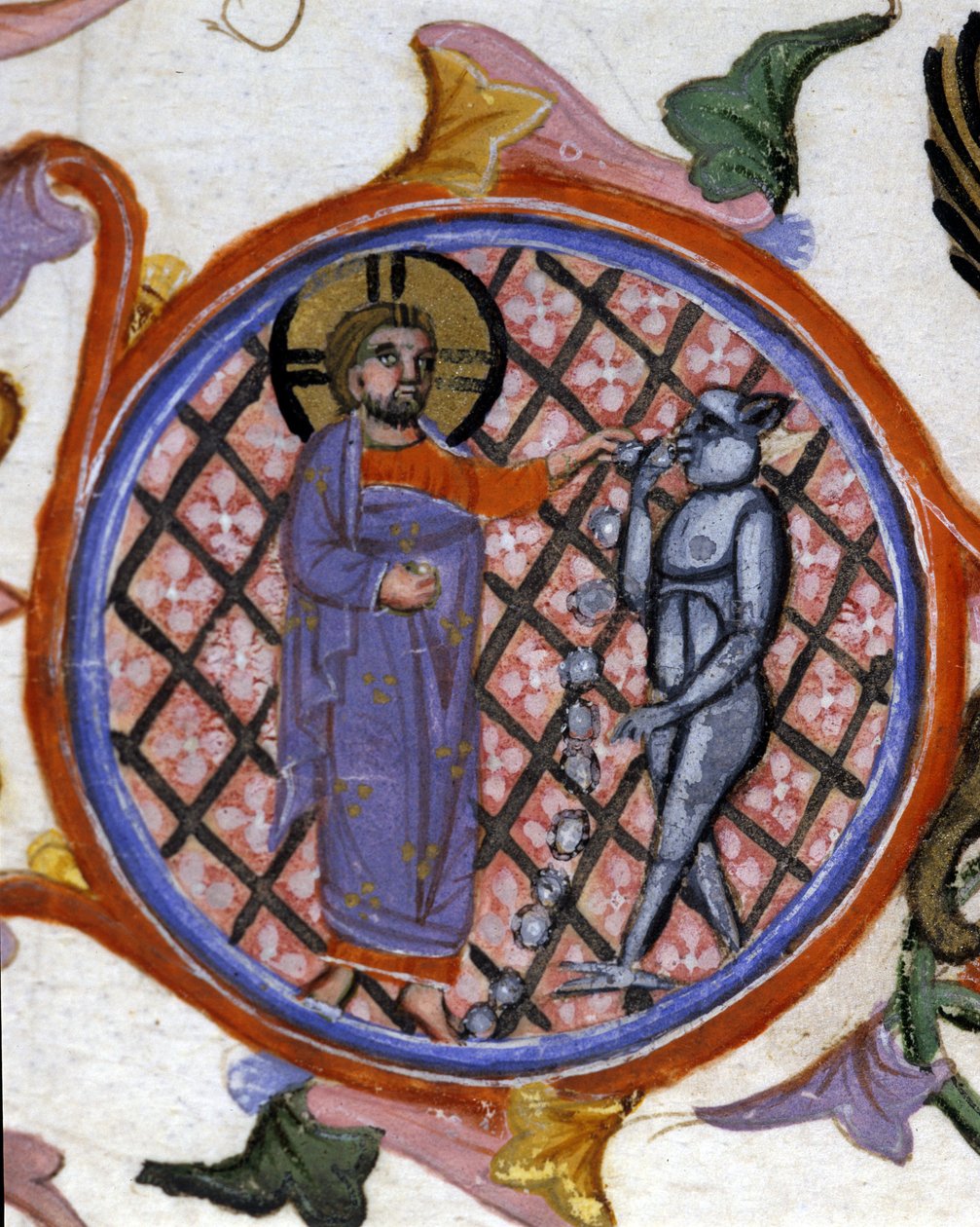 Scène van exorcisme. Miniatuur uit de 14e eeuw. Biblioteca Nazionale Braidense. Milaan door Unknown artist