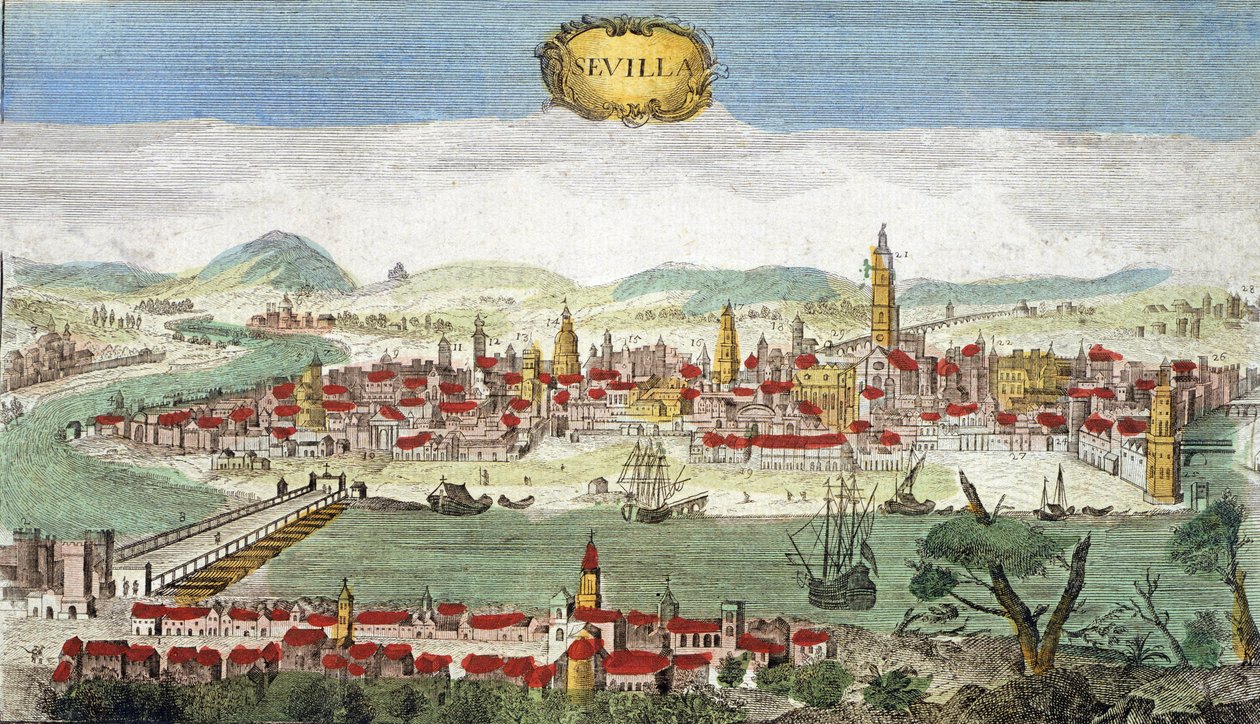 Sevilla - Uitzicht op Sevilla - Spanje 18e eeuw door Unknown artist
