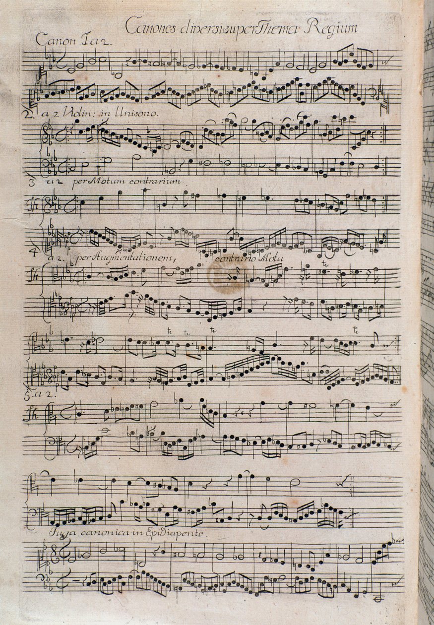 Bladmuziek van Canones diversi super thema regium, muzikaal aanbod van Johann Sebastian Bach (18e eeuw) door Unknown artist