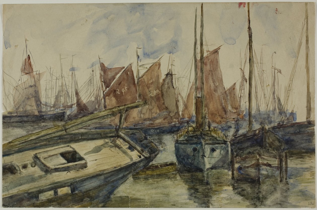Schepen in de Haven door Unknown artist
