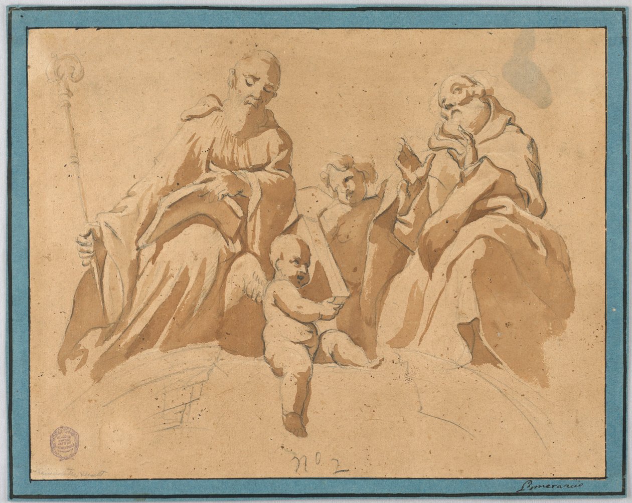 Schets voor een muurschildering: Twee heilige monniken door Unknown artist