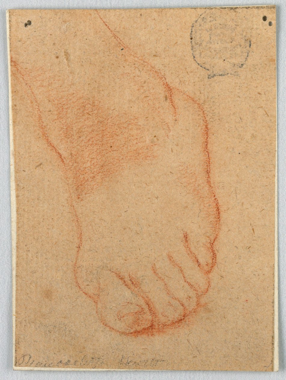 Schets van een linkervoet door Unknown artist