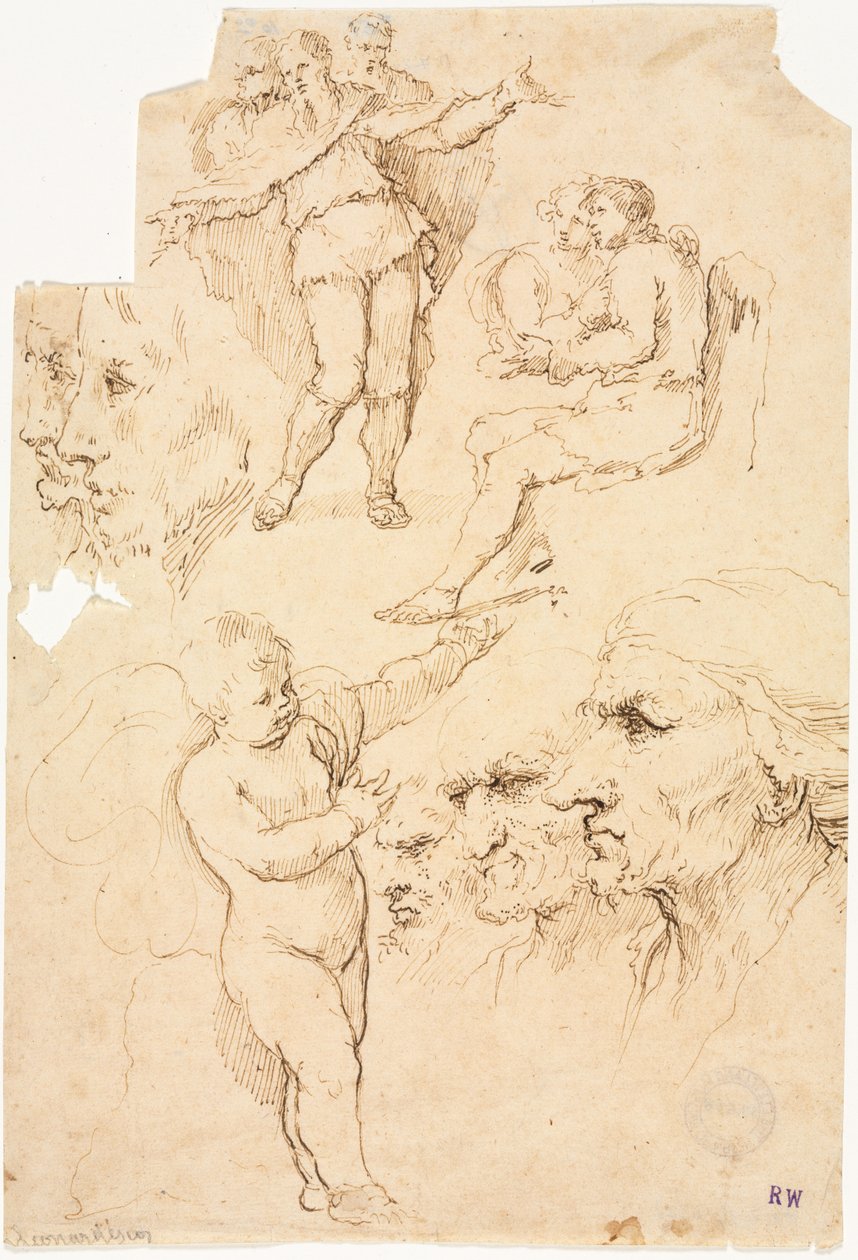 Schetsen van Hoofden en Figuren door Unknown artist