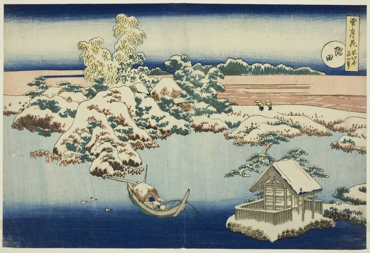 Sneeuw op de Sumida-rivier, uit de serie Sneeuw, maan en bloemen door Unknown artist