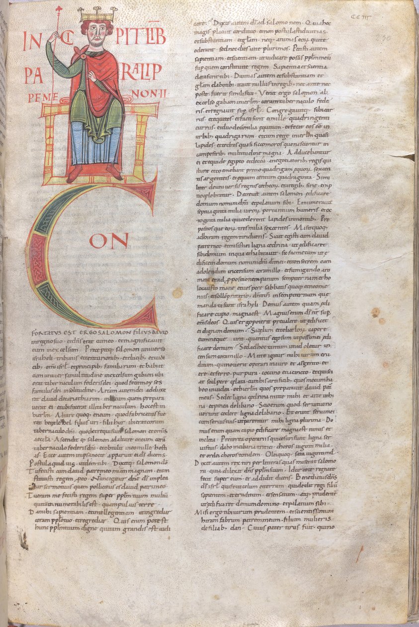 Salomon, Confortatus: initiaal van het tweede boek van Kronieken door Unknown artist