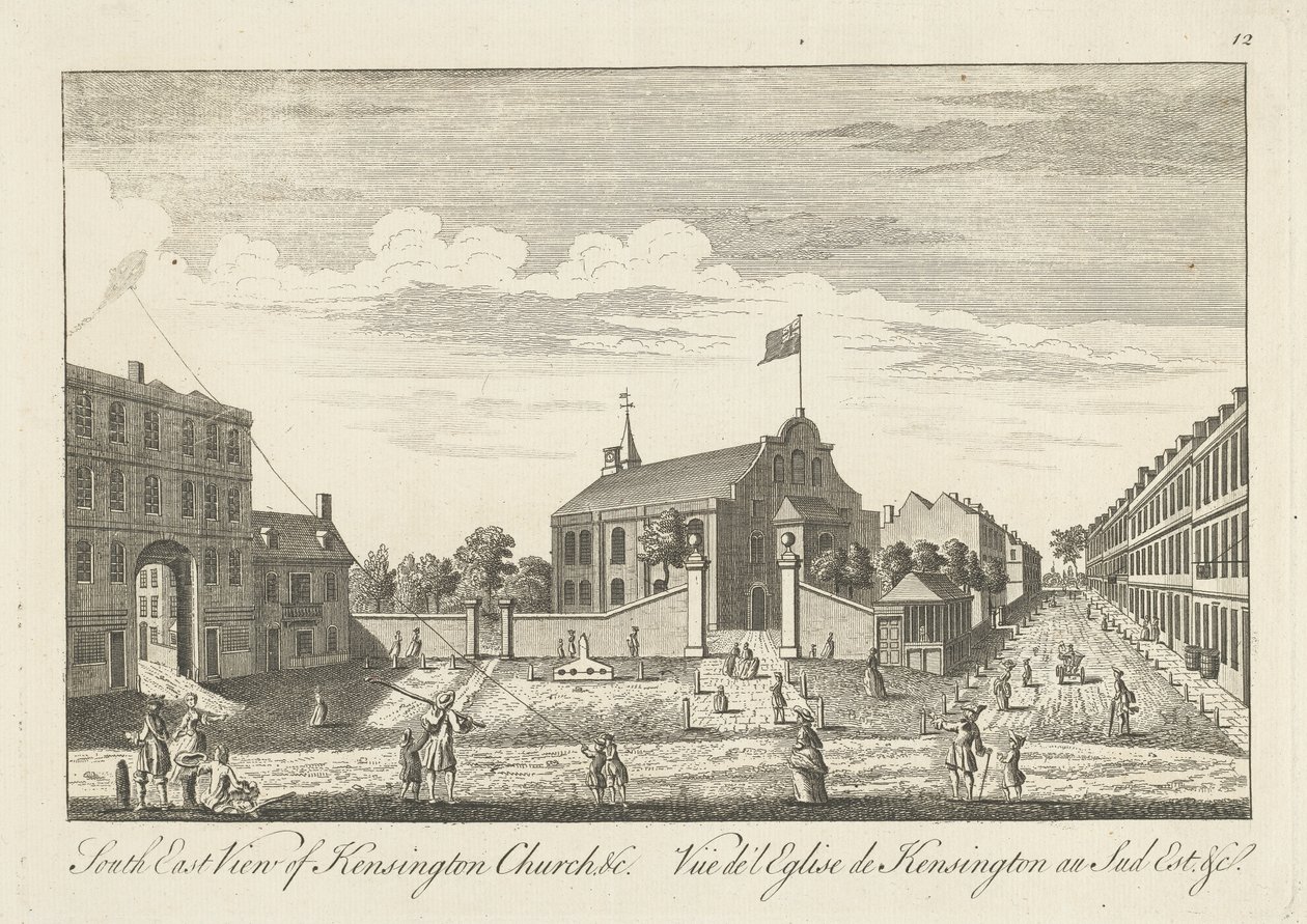Zuidoostelijk Uitzicht op Kensington Church door Unknown artist