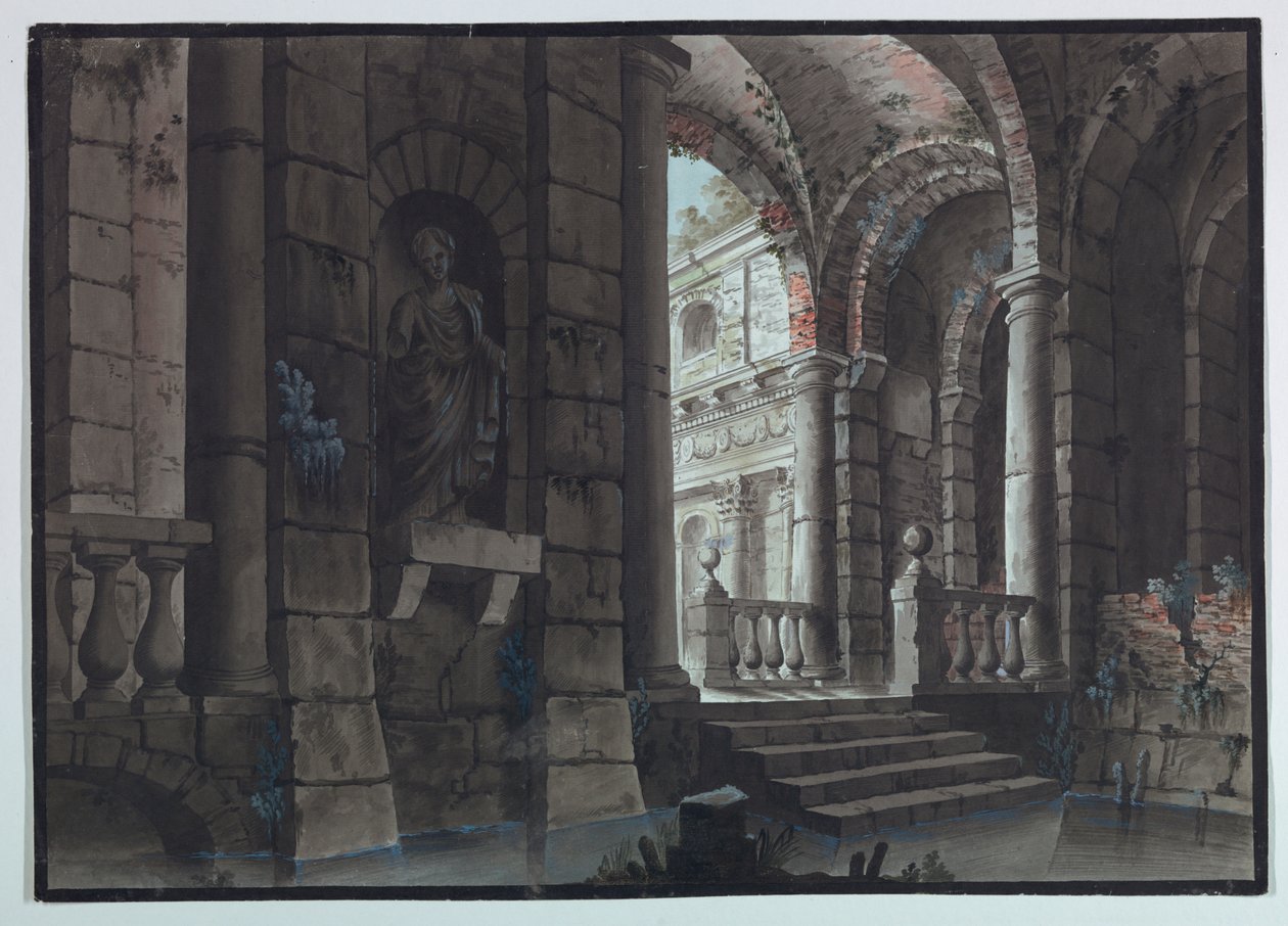 Toneelontwerp, Antieke Ruïnes, Interieur door Unknown artist