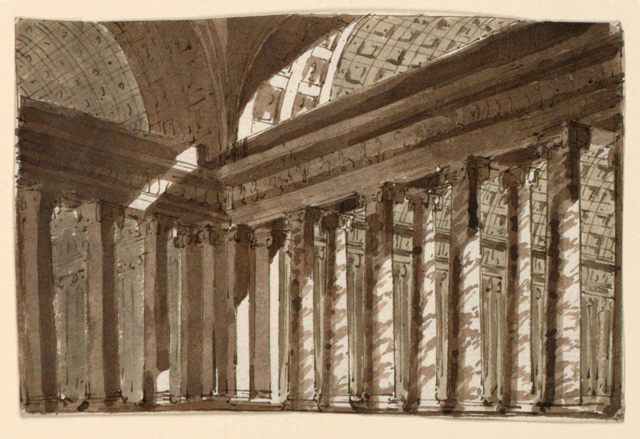 Toneelontwerp, interieur van hal door Unknown artist