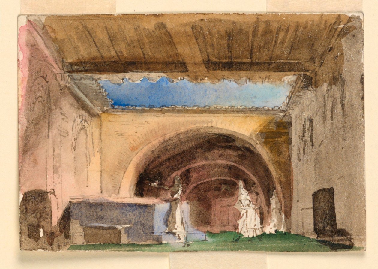 Toneelontwerp, interieur van huis en hof door Unknown artist
