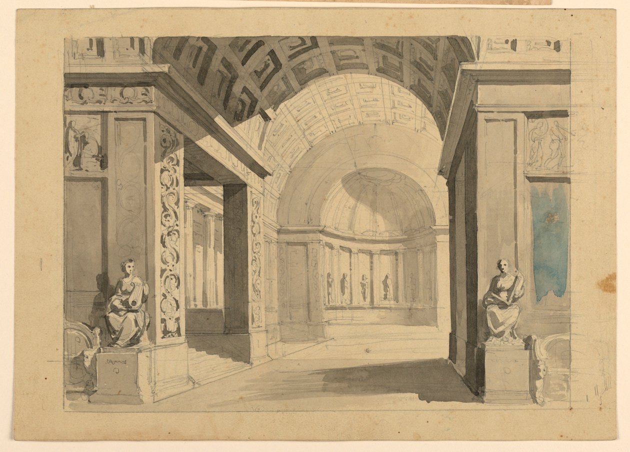 Toneelontwerp, Paleisinterieur door Unknown artist