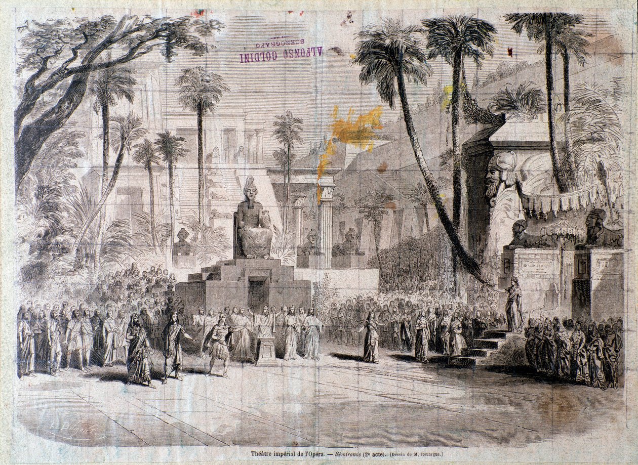 Decor voor de tweede akte van Semiramide, opera van Gioacchino Rossini door Unknown artist