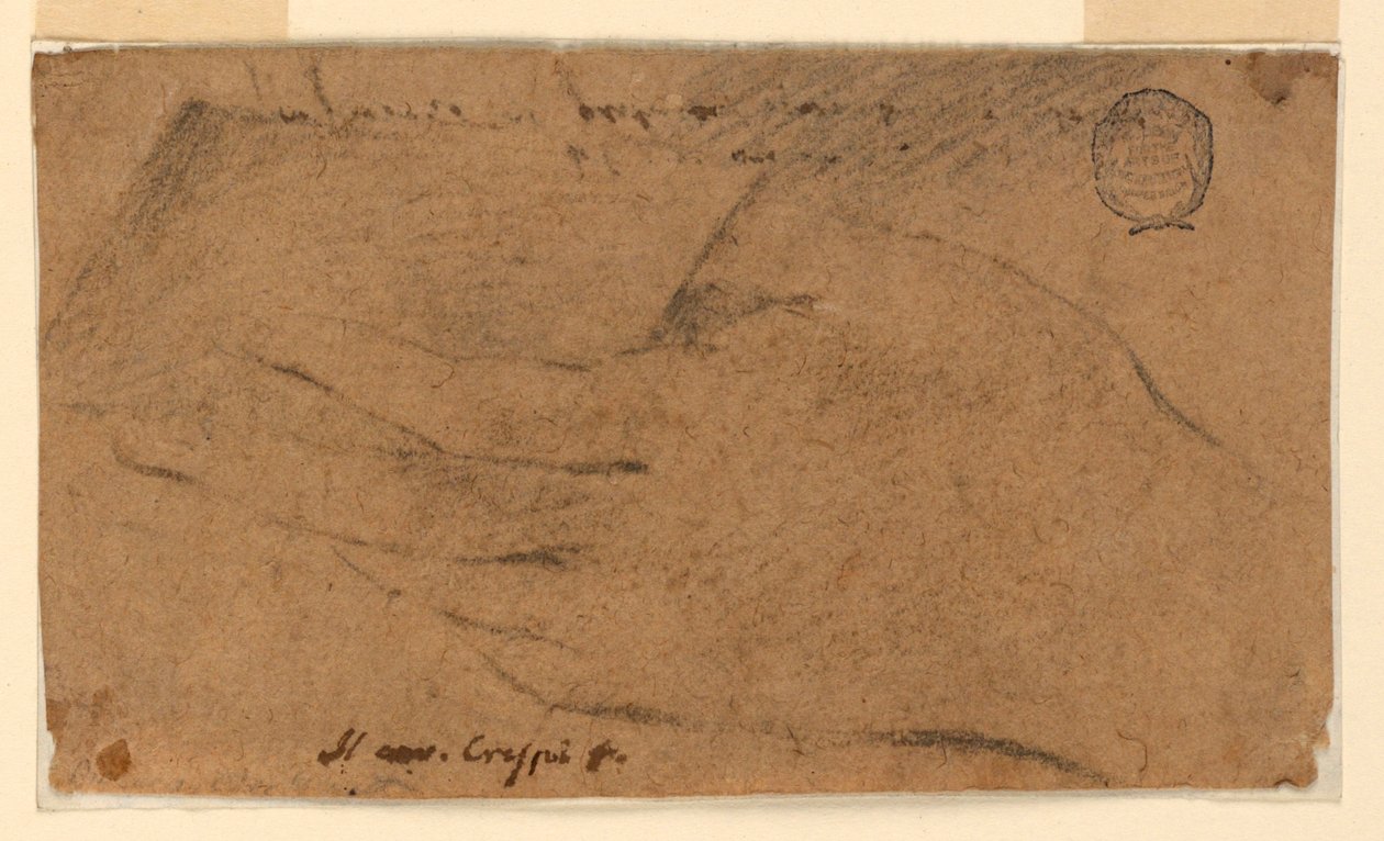 Studie: De linkerhand van een vrouw die een vel papier vasthoudt door Unknown artist
