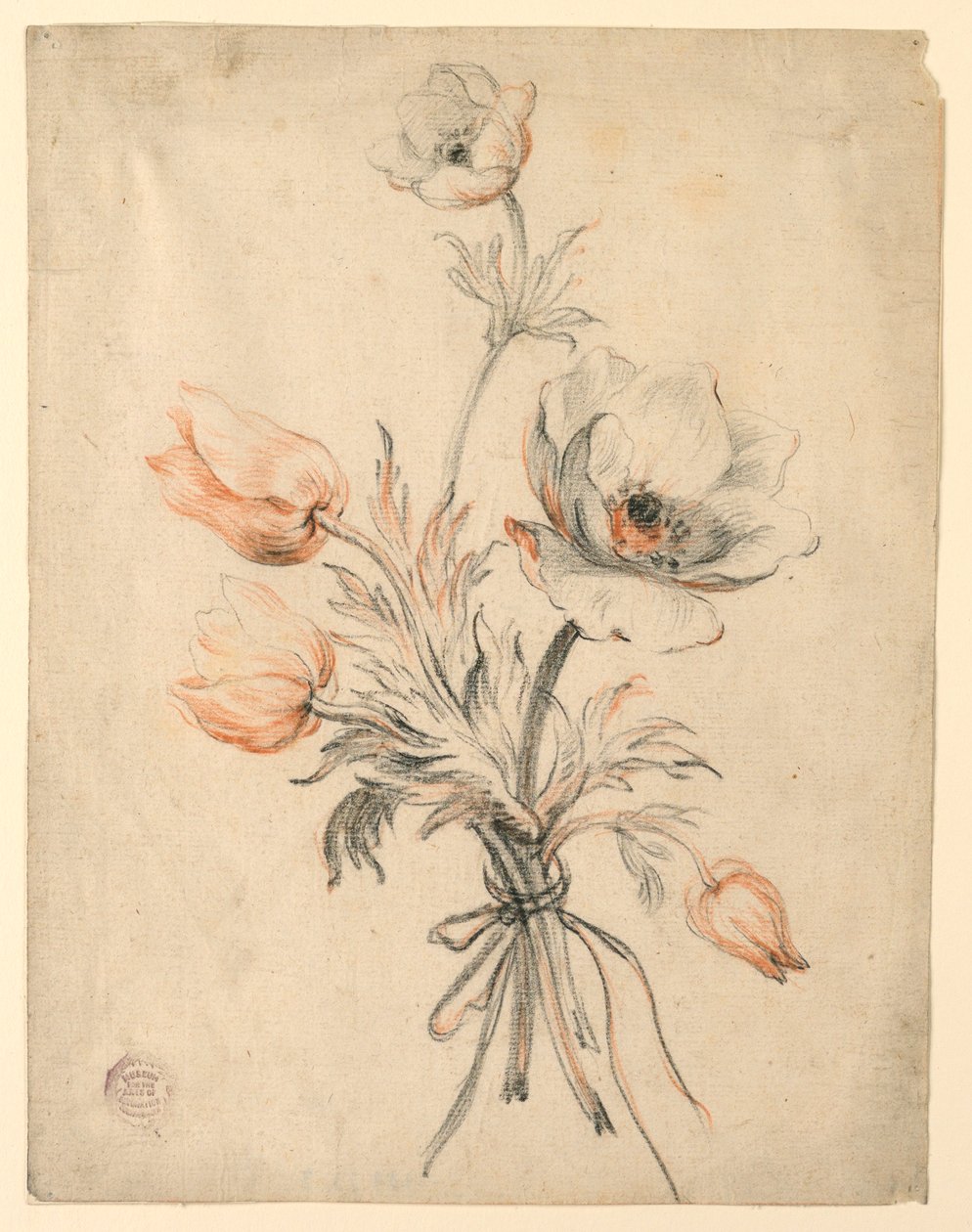 Studie van een bos rozen door Unknown artist