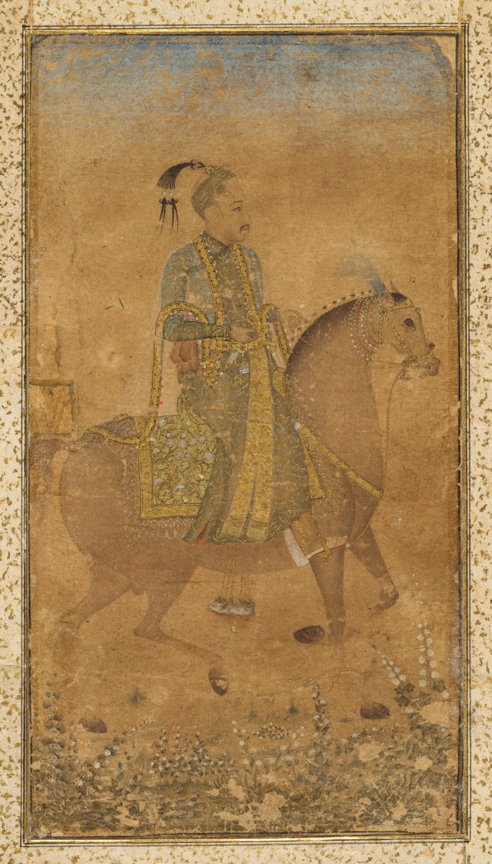 Sultan Abdullah Qutb Shah (1614-74) te paard door Unknown artist