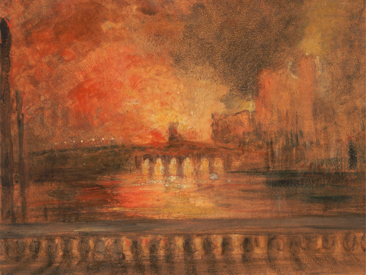 De brand van de huizen van het parlement door Unknown artist