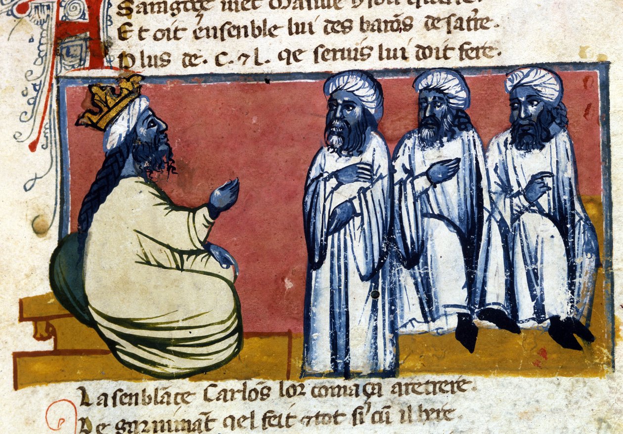De kalief van Spanje. Handschrift uit de 14e eeuw. Bibl. Marciana, Venetië door Unknown artist
