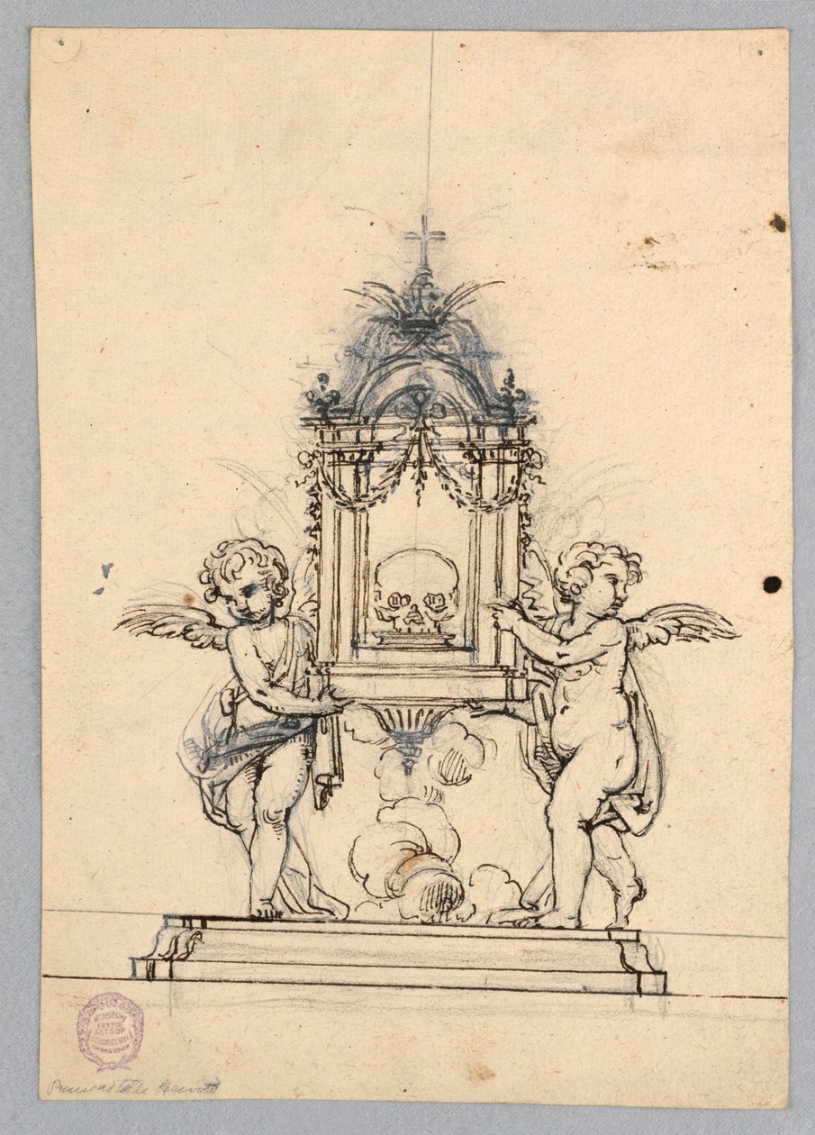 De verheffing van een relikwie van een schedel door Unknown artist