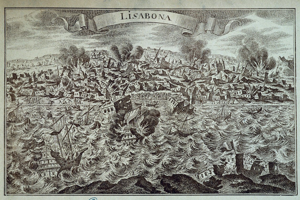 De aardbeving van Lissabon in 1755 door Unknown artist