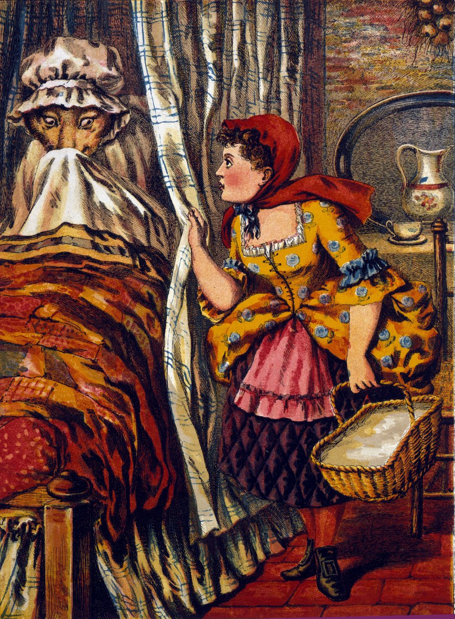 Roodkapje. Verhaal door Charles Perrault (1697). Anonieme illustratie door Unknown artist