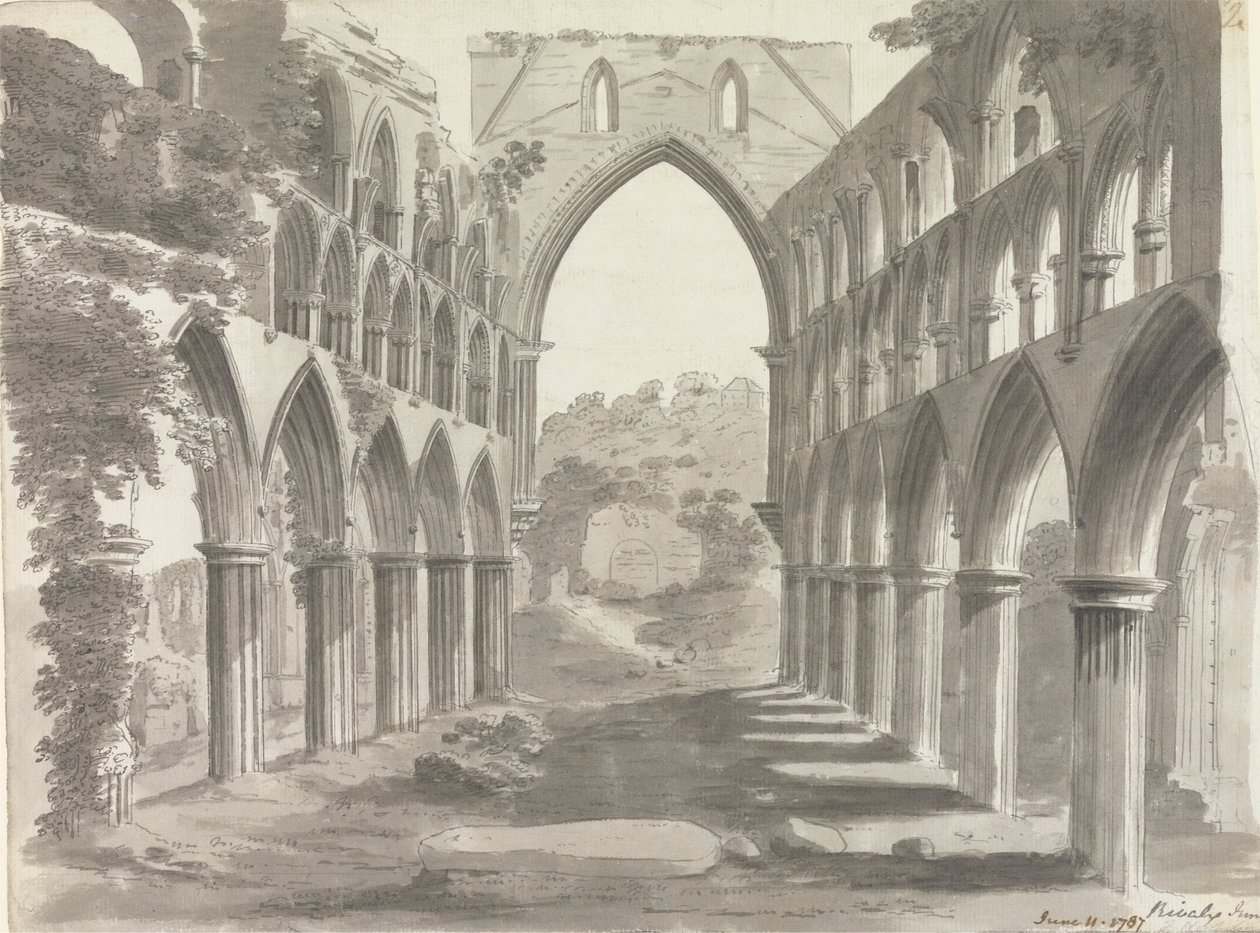 Het schip van Rievaulx Abbey, Yorkshire door Unknown artist