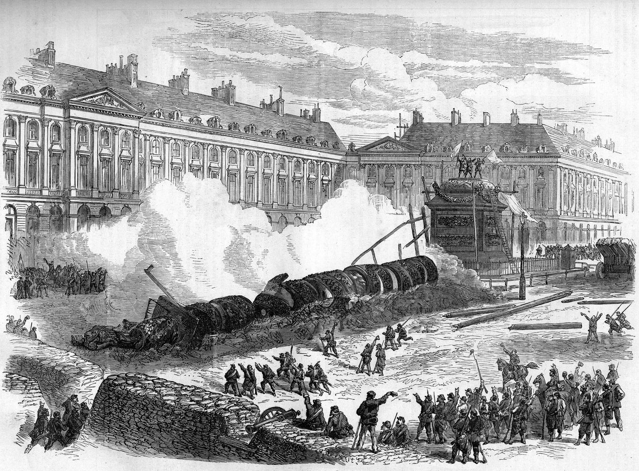 De Commune van Parijs in 1871. Sloop van de Vendôme-zuil door de federes (communards) op 12 april. door Unknown artist