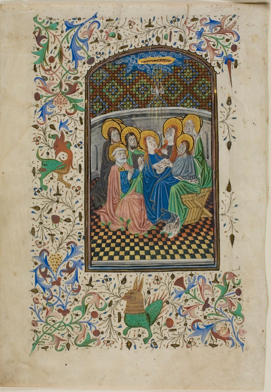 Het Pinksterfeest, uit een getijdenboek door Unknown artist