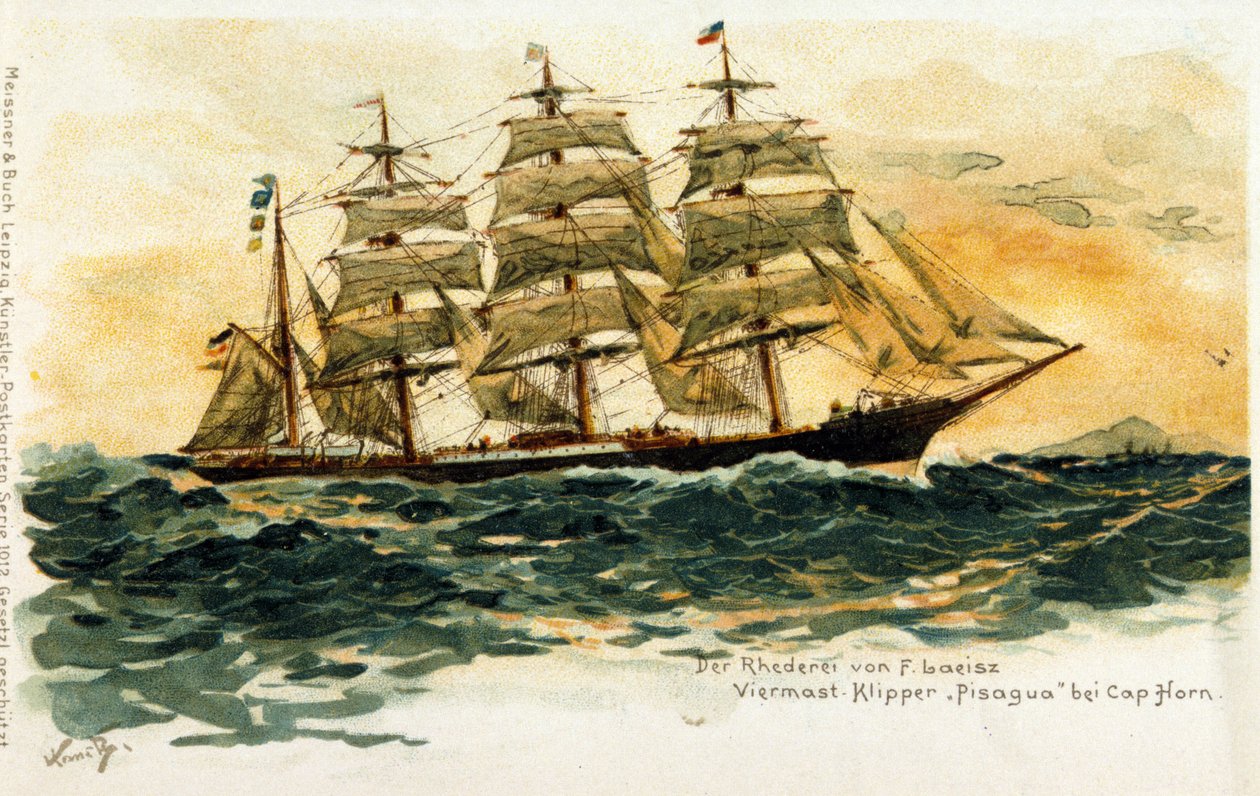 De Pisagua clip bij Kaap Hoorn. 19e eeuwse illustratie door Unknown artist