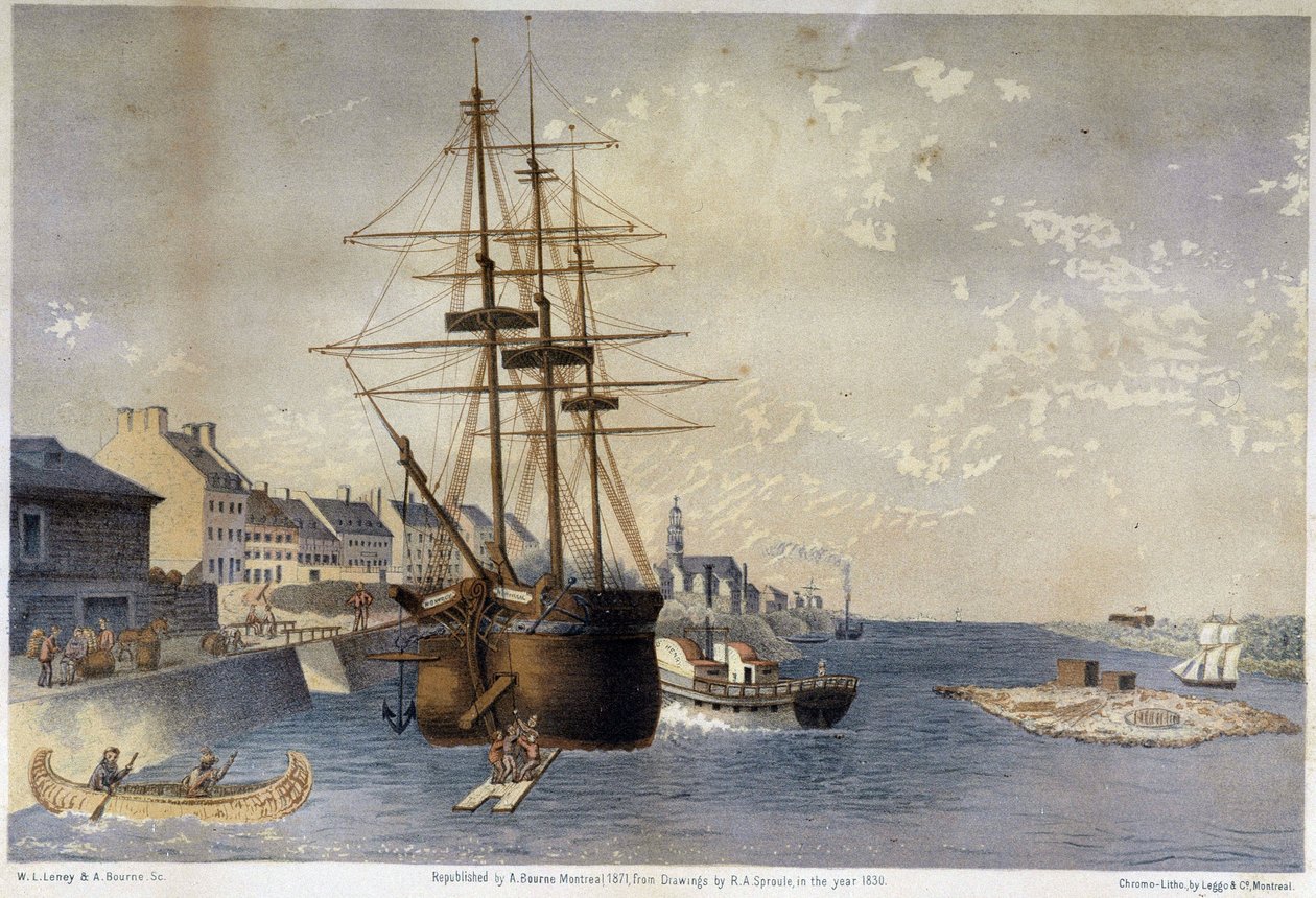 De Haven van Montreal in 1830 - door Spronle door Unknown artist