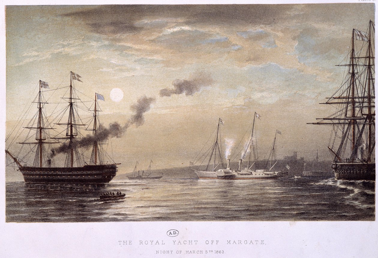 Het koninklijk jacht bij Margate: Koninklijk jacht van Engeland, een nacht in maart 1863. door Unknown artist