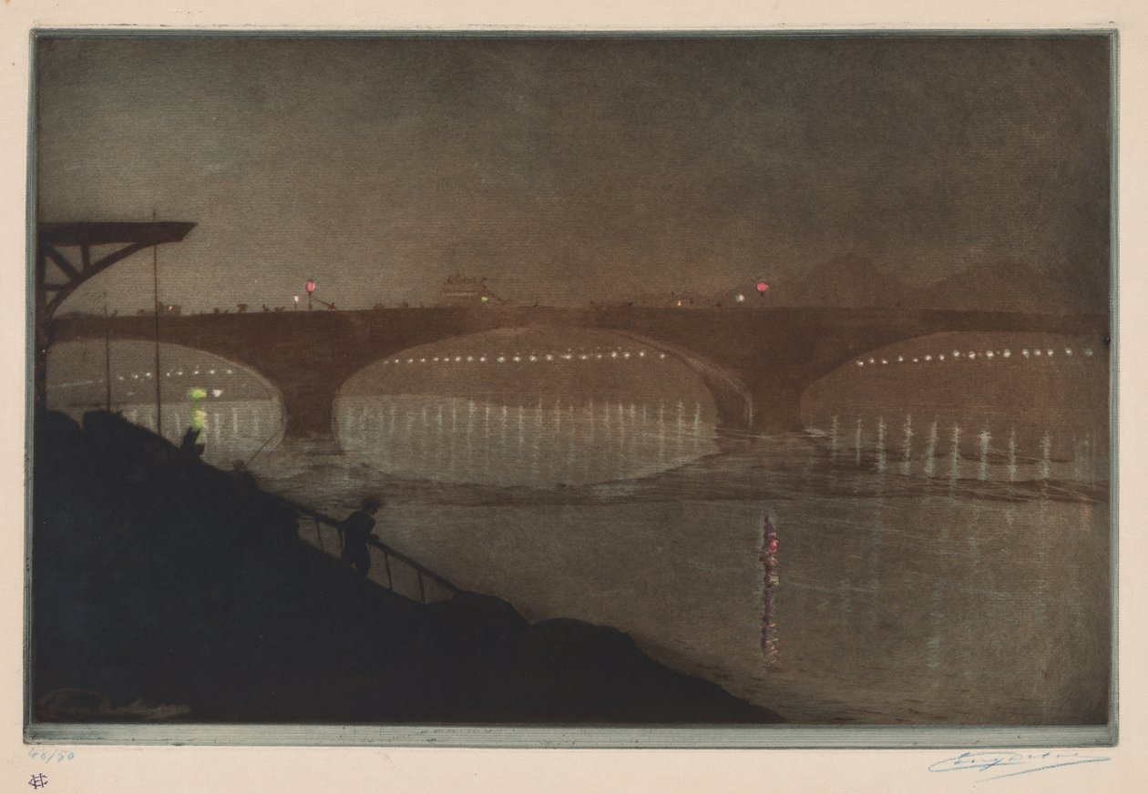 De Solferino-brug: nachtelijk effect door Unknown artist