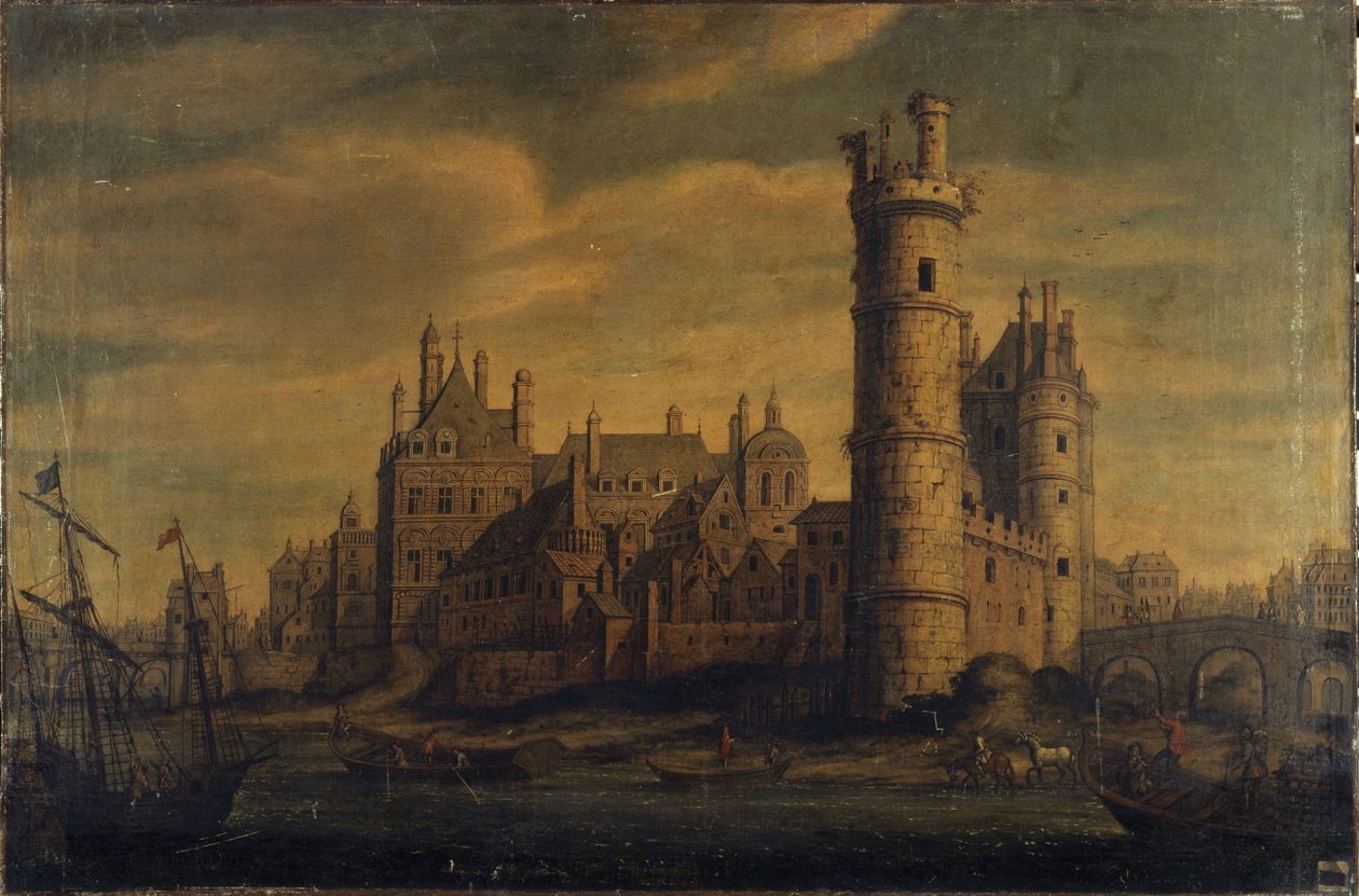 De Toren en Poort van Nesle, Hôtel de Nevers, circa 1650 door Unknown artist