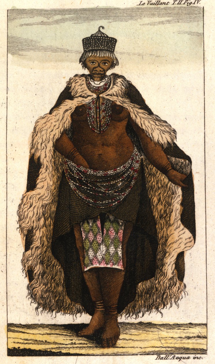 De Venus Hottentote, Bochiman vrouw. Gravure uit een reisboek van 1820. Milanees. door Unknown artist