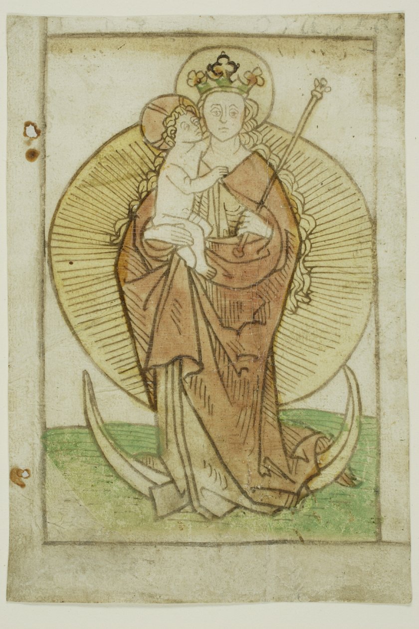 De Maagd en het Kind met kroon en scepter op een sikkel door Unknown artist