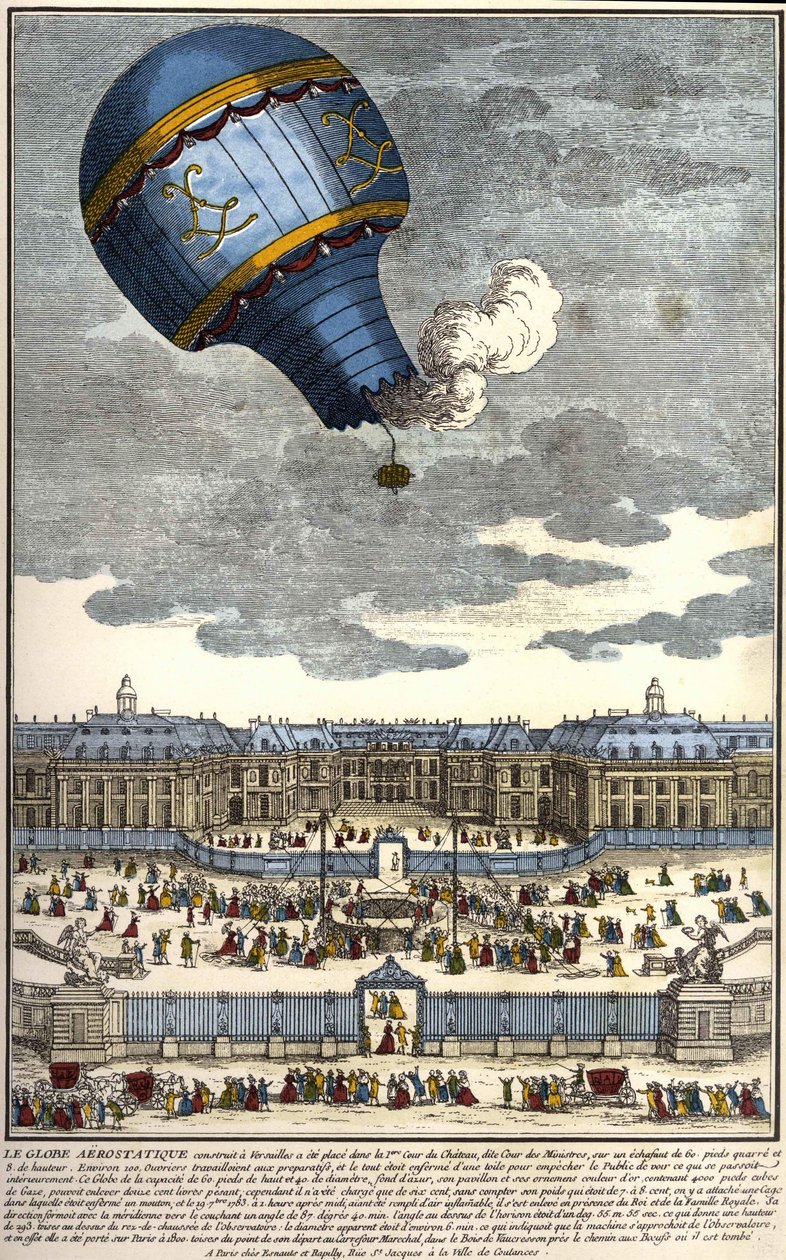 De aerostatische bol gebouwd in Versailles in 1783 door Unknown artist