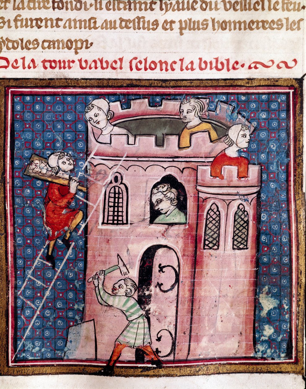 De bouw van de Toren van Babel (detail) door Unknown artist