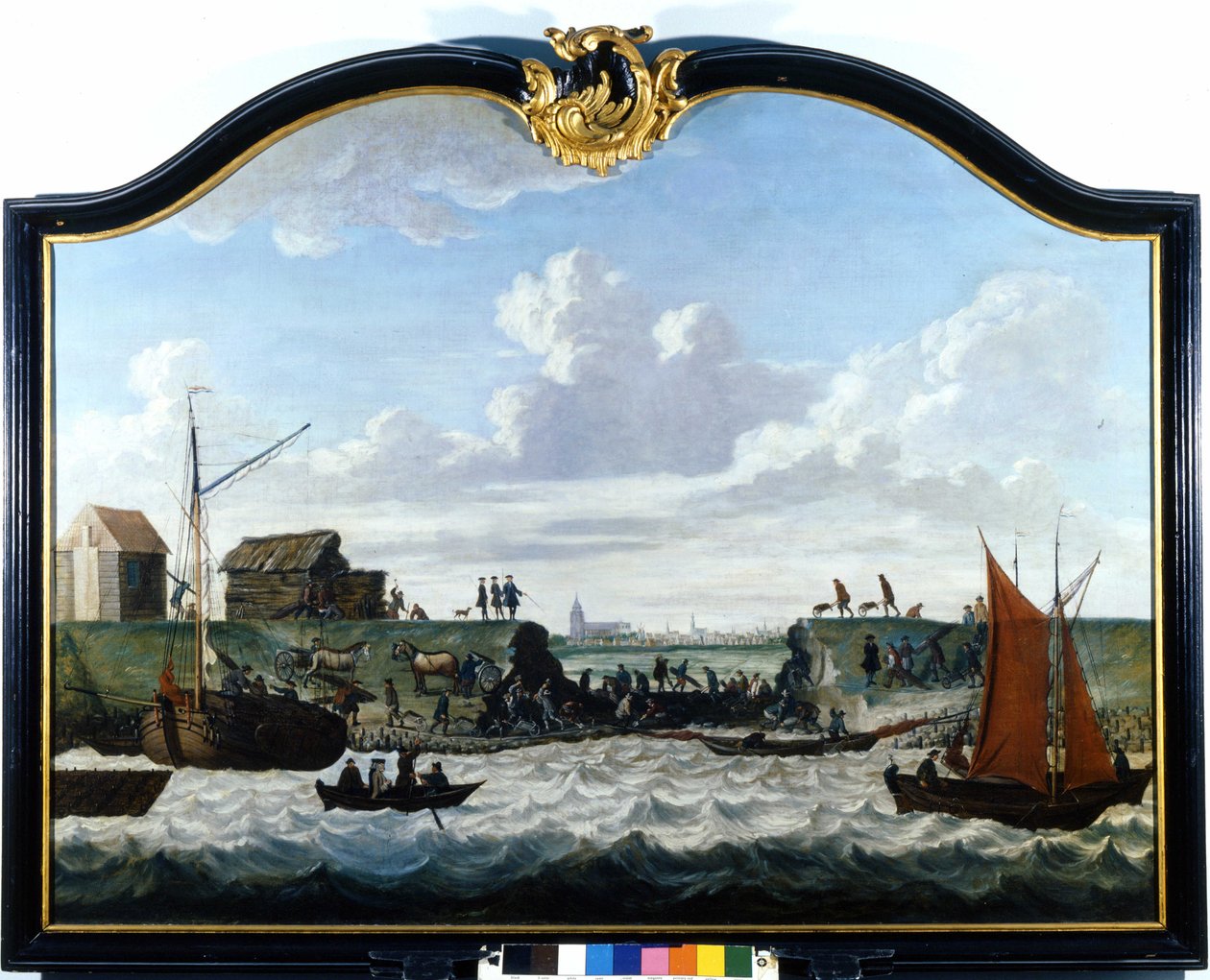 De dam van Zierikzee. Anoniem schilderij uit de 18e eeuw. Zierikzee Wastenday Siloten, Duiveland door Unknown artist