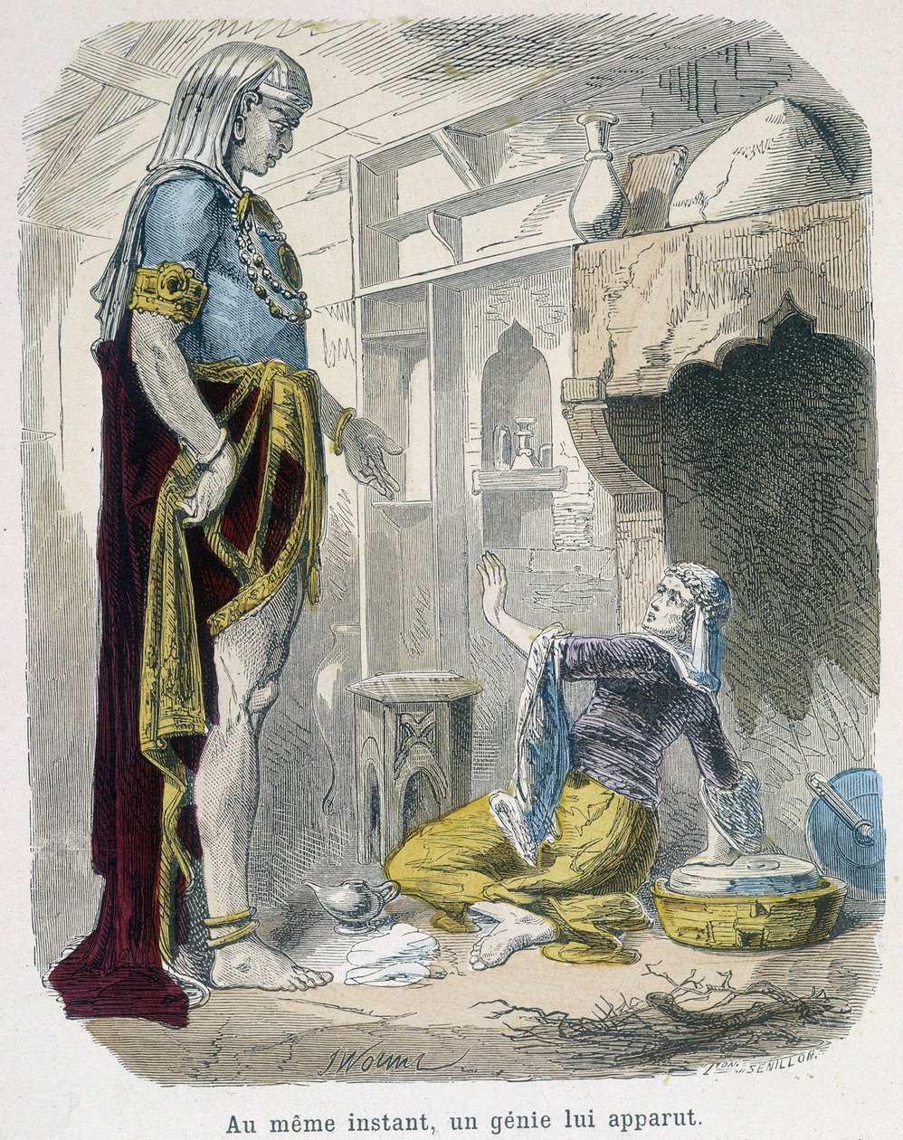 De geest uit de lamp - in "De duizend-en-een-nacht" door Bondet, ed. Guerin door Unknown artist
