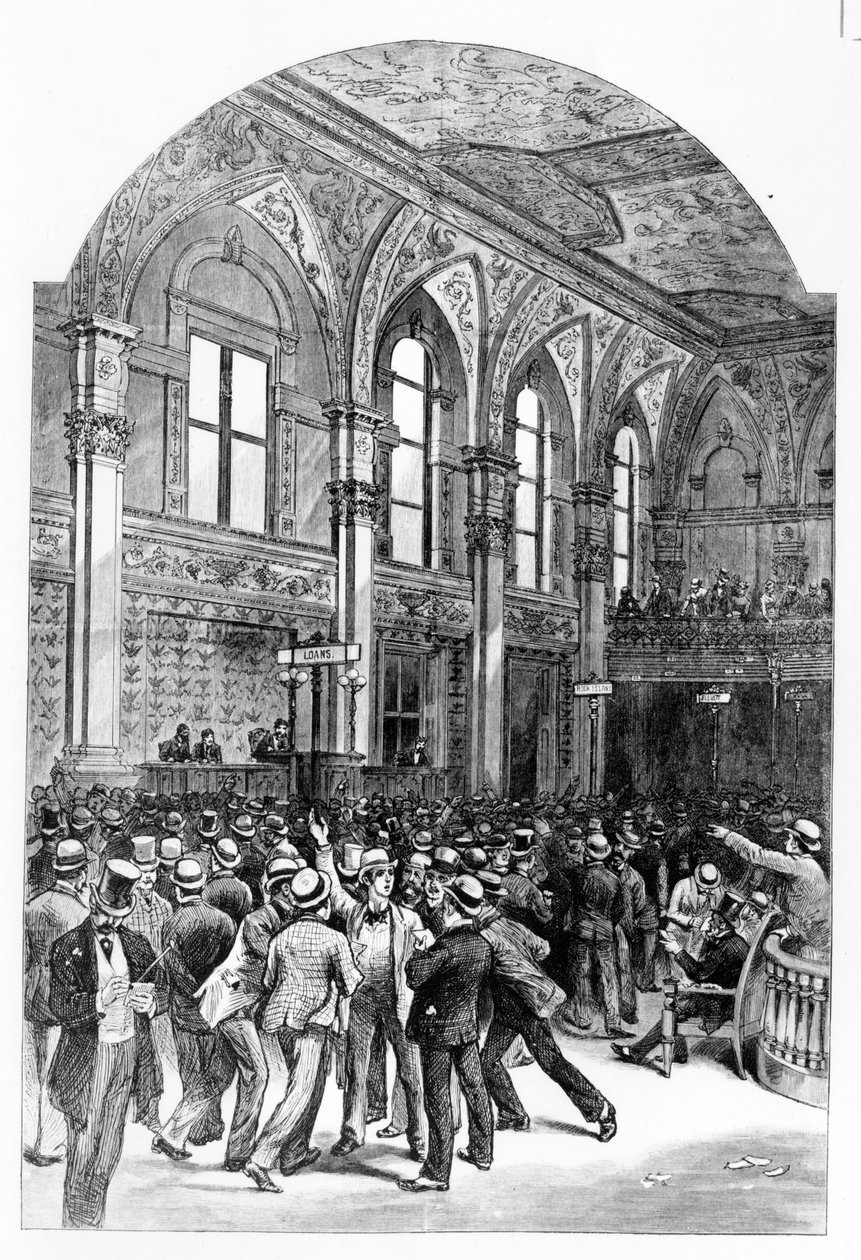 Het interieur van de New York Stock Exchange in 1881 door Unknown artist