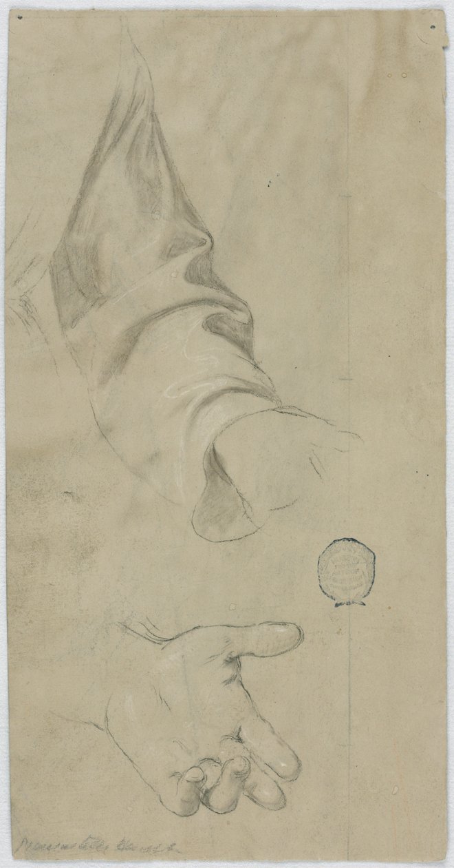 De linkerarm van een monnik en zijn linkerhand door Unknown artist